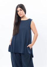 Boa 90% Cotton Tunic Top in Dark Navy