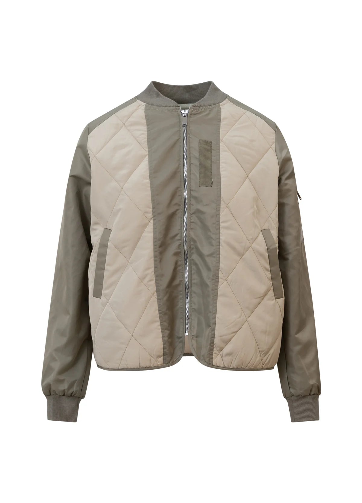 Quilted Bomber Jacket in Beige