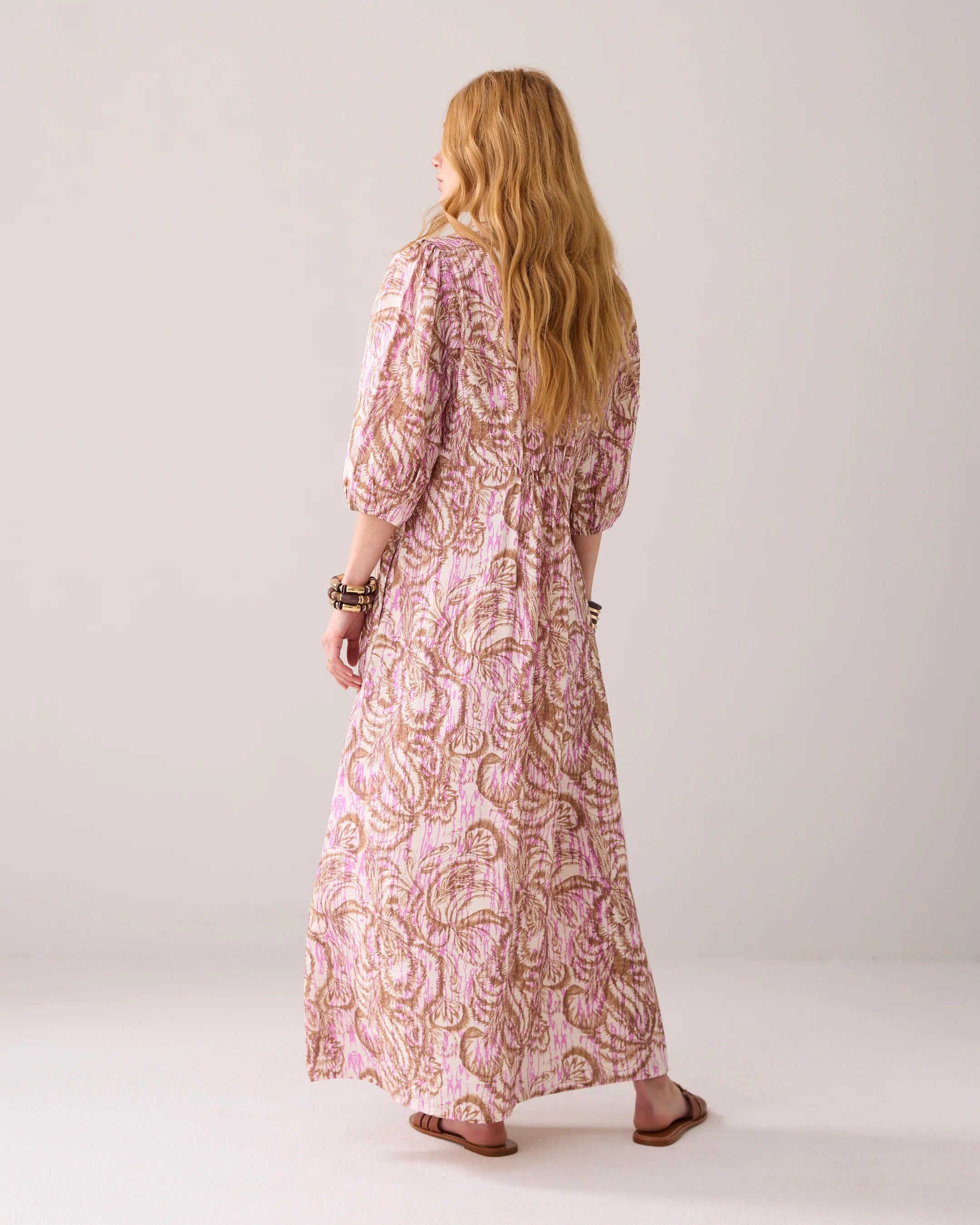 100% Viscose Maxi Dress with botanical print