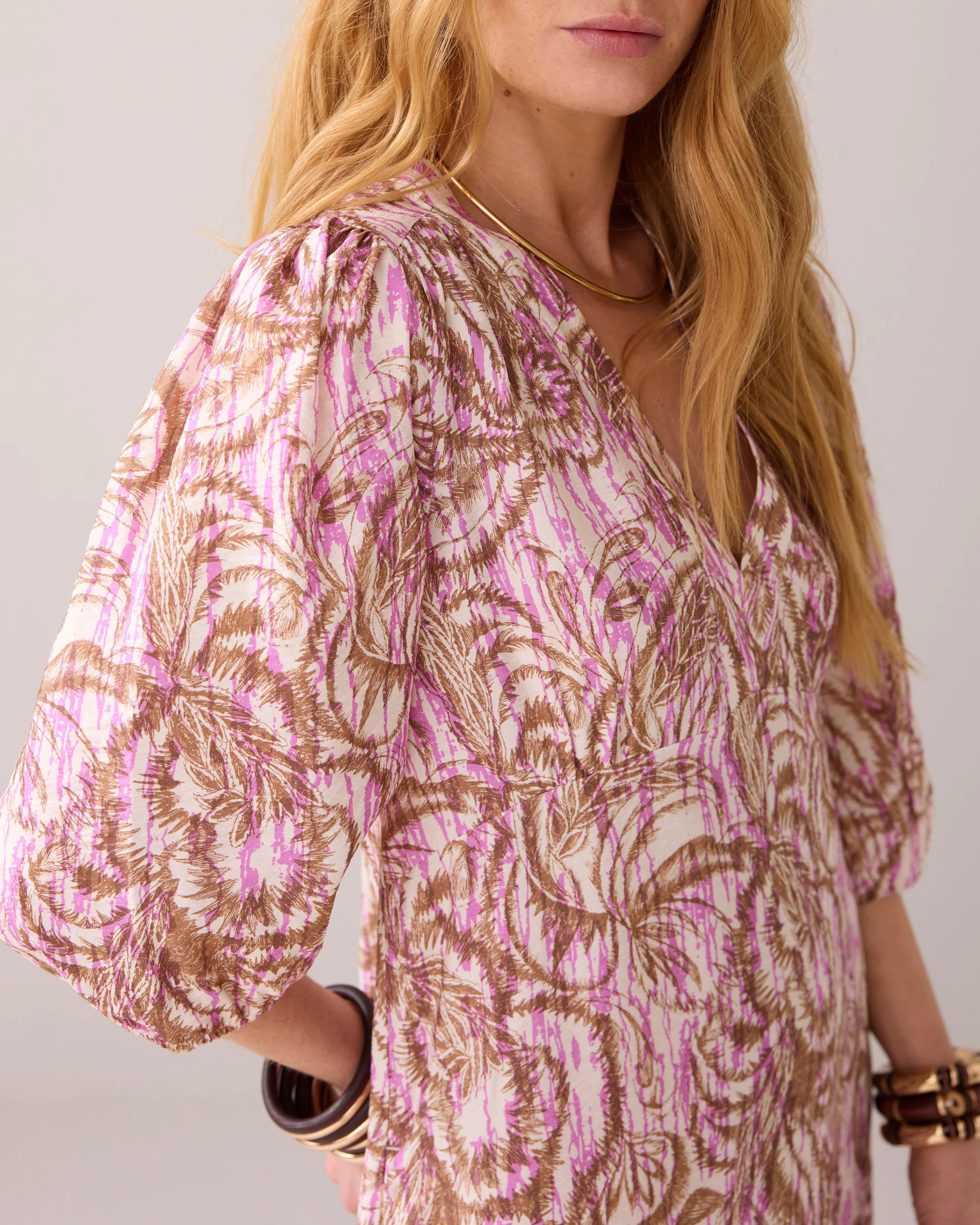 100% Viscose Maxi Dress with botanical print