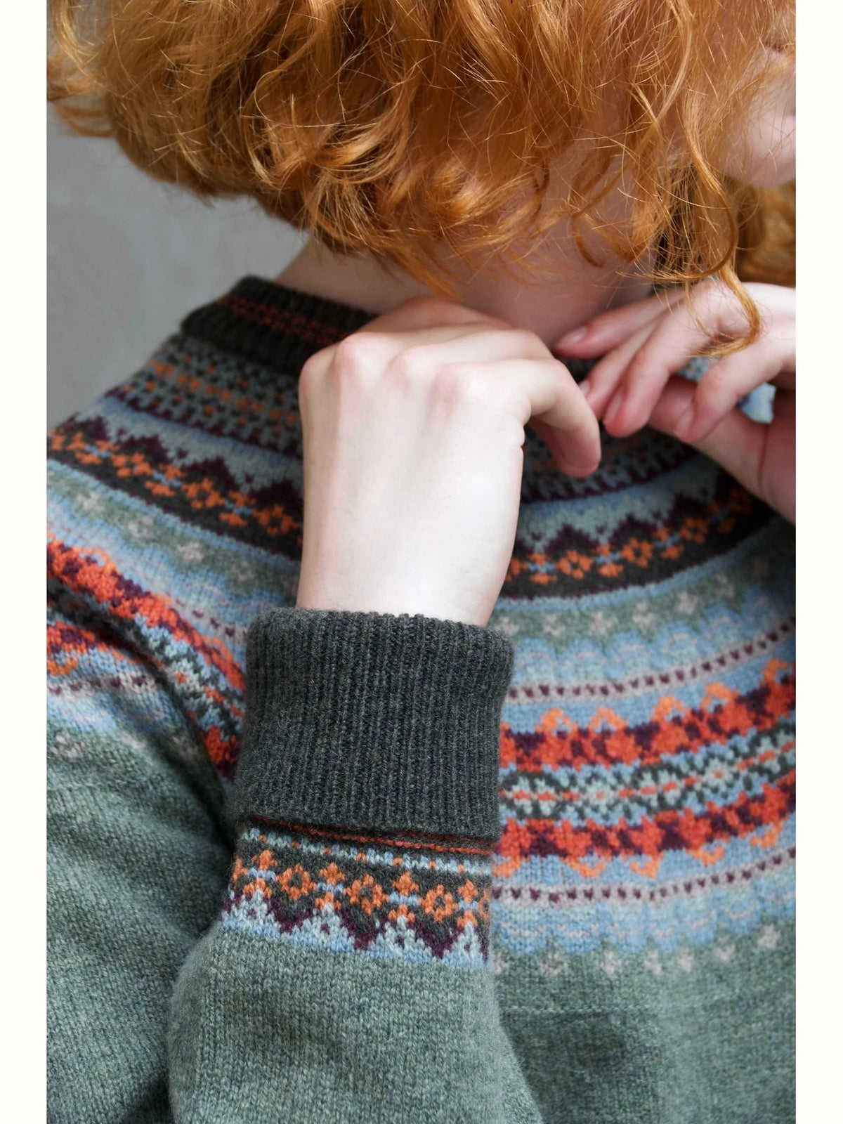 Alpine Fair Isle 100% Merino Short Sweater in Braemar