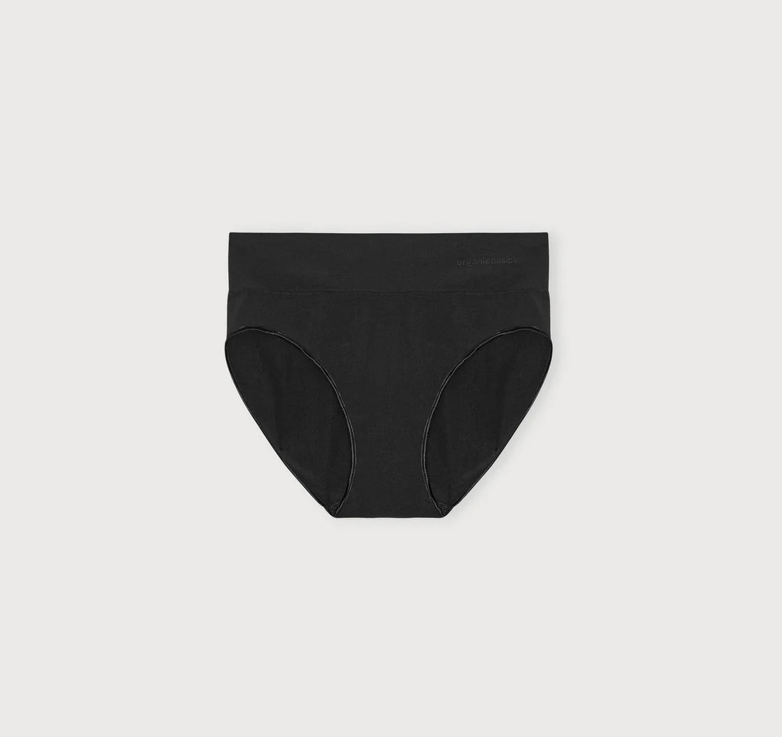 Organic Cotton Smooth High-Leg Briefs in Black