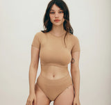 Organic Cotton Smooth High-Leg Briefs in Hazelnut