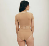 Organic Cotton Smooth High-Leg Briefs in Hazelnut