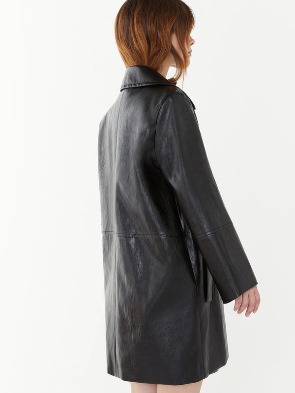 Buona Faux Leather Jacket in Chocolate Brown