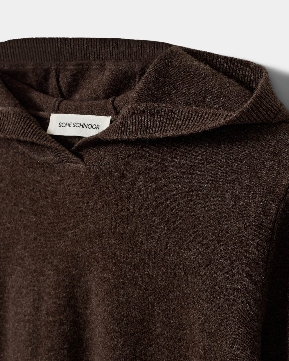 Cassie 100% Wool Knitted Hooded Top in Brown Fudge
