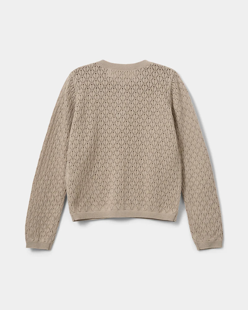 Cotton Mix Pretty Long Sleeved Cisse Cardigan in Beige