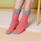 Cashmere Blend Socks in Coral and Grey