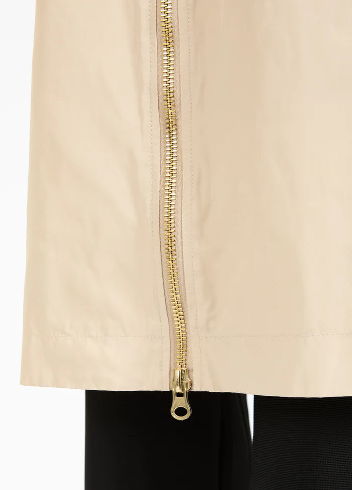 Long Bomber Jacket in Beige