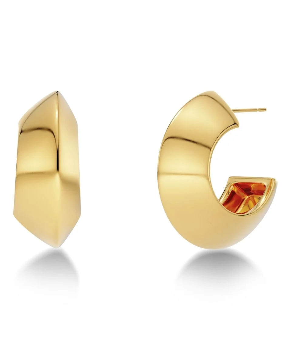 Bead Creole Large Hoop Earrings in 14k Gold Plating on Stainless Steel