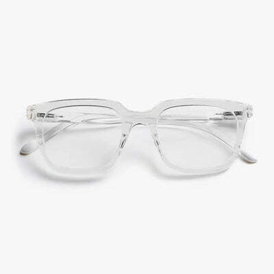 Holly Glossy Blue Light Reading Glasses in Crystal