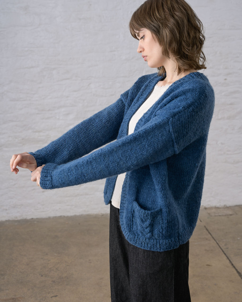 Grace Open Cardigan in Workwear blue