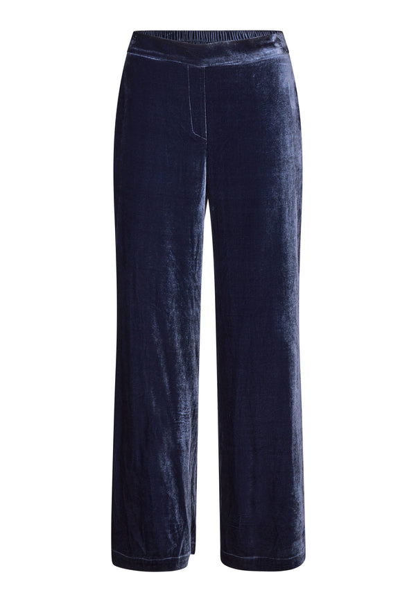 Silk Velvet Nona Loose Style Trousers in Midnight Blue