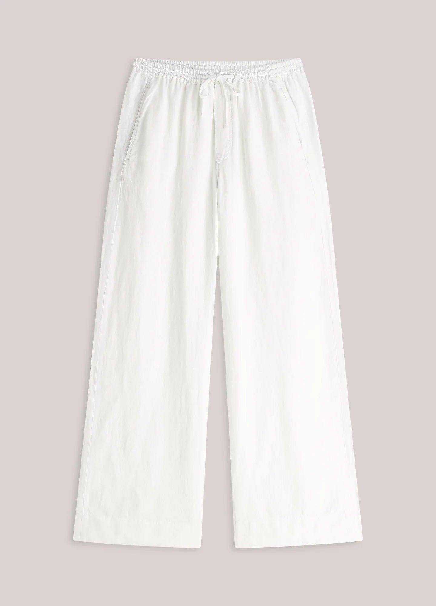 100% Linen Wide Leg Trousers in Off White