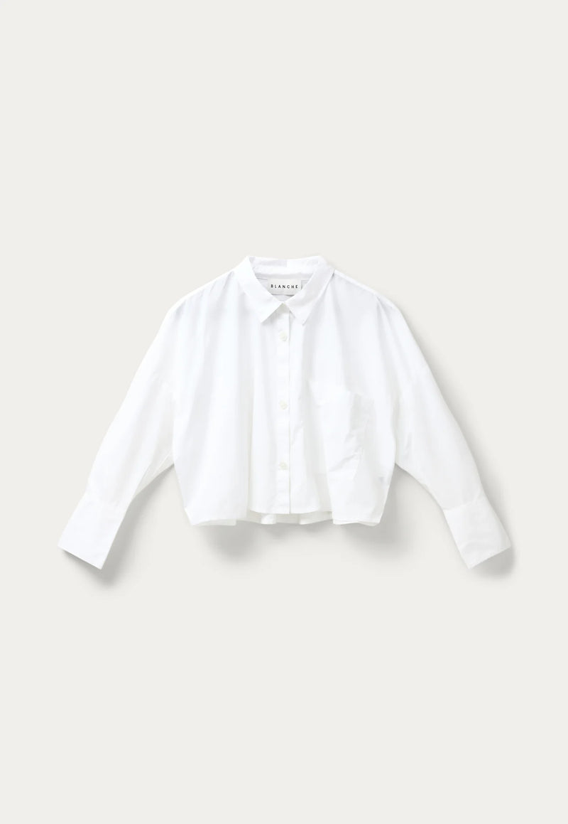 Dibella Crop Statement Shirt in 100% Organic Cotton in White