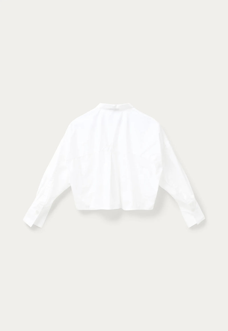 Dibella Crop Statement Shirt in 100% Organic Cotton in White