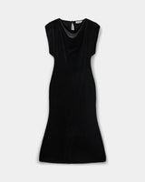 Velvet Dress with Waterfall neck in Black