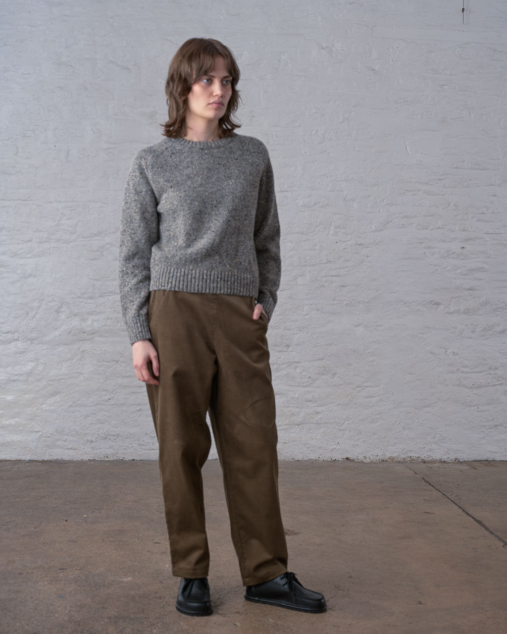 Valentina Narrow leg Cord Trousers in Dark Sand