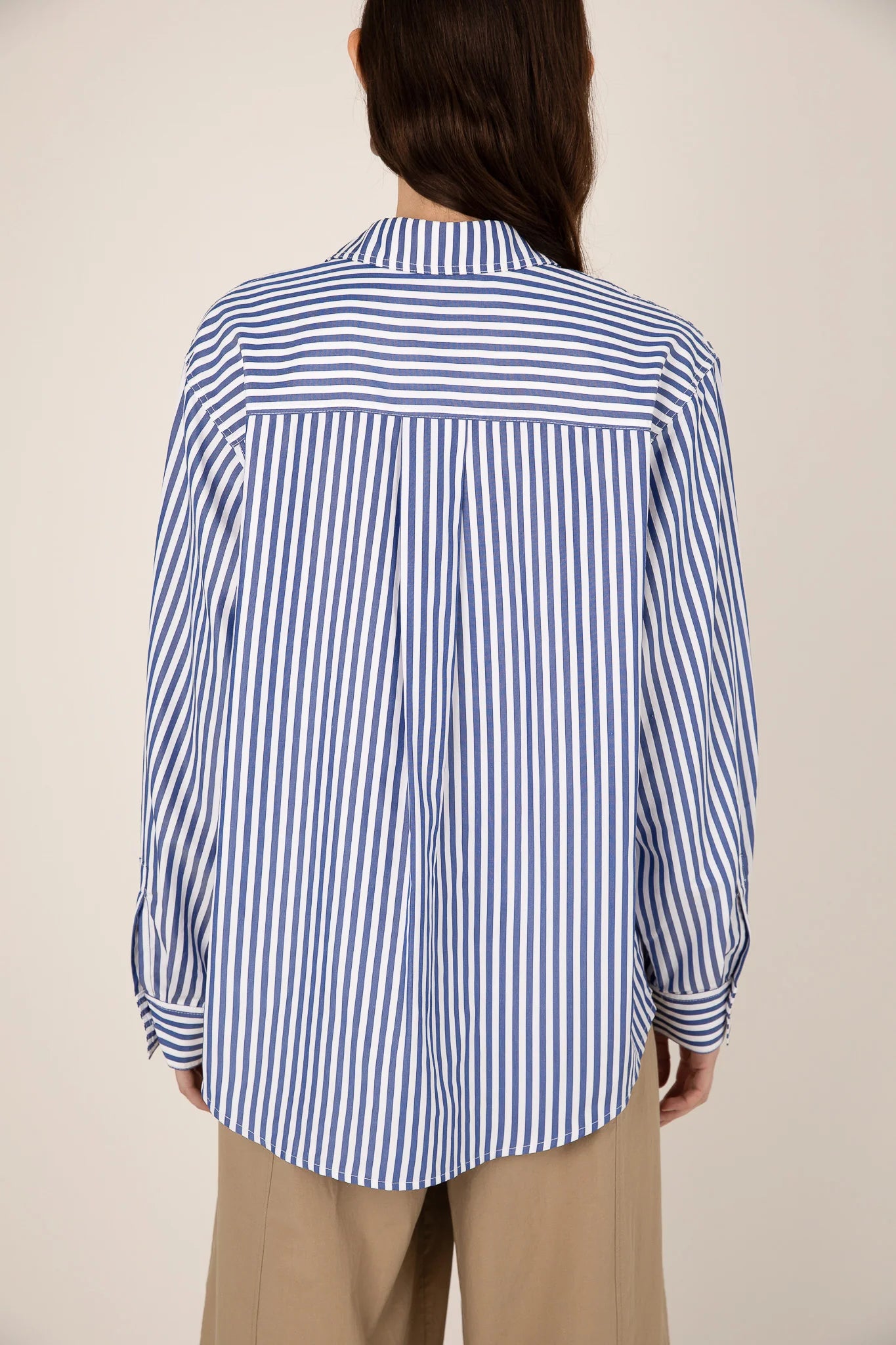Tencel Ember Stripe Top in Blue and White