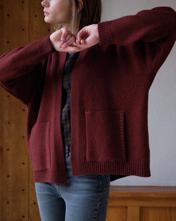 Eve 100% Merino Lambswool Cardigan in Nebula Rust