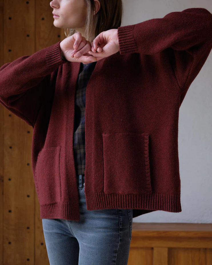 Eve 100% Merino Lambswool Cardigan in Nebula Rust