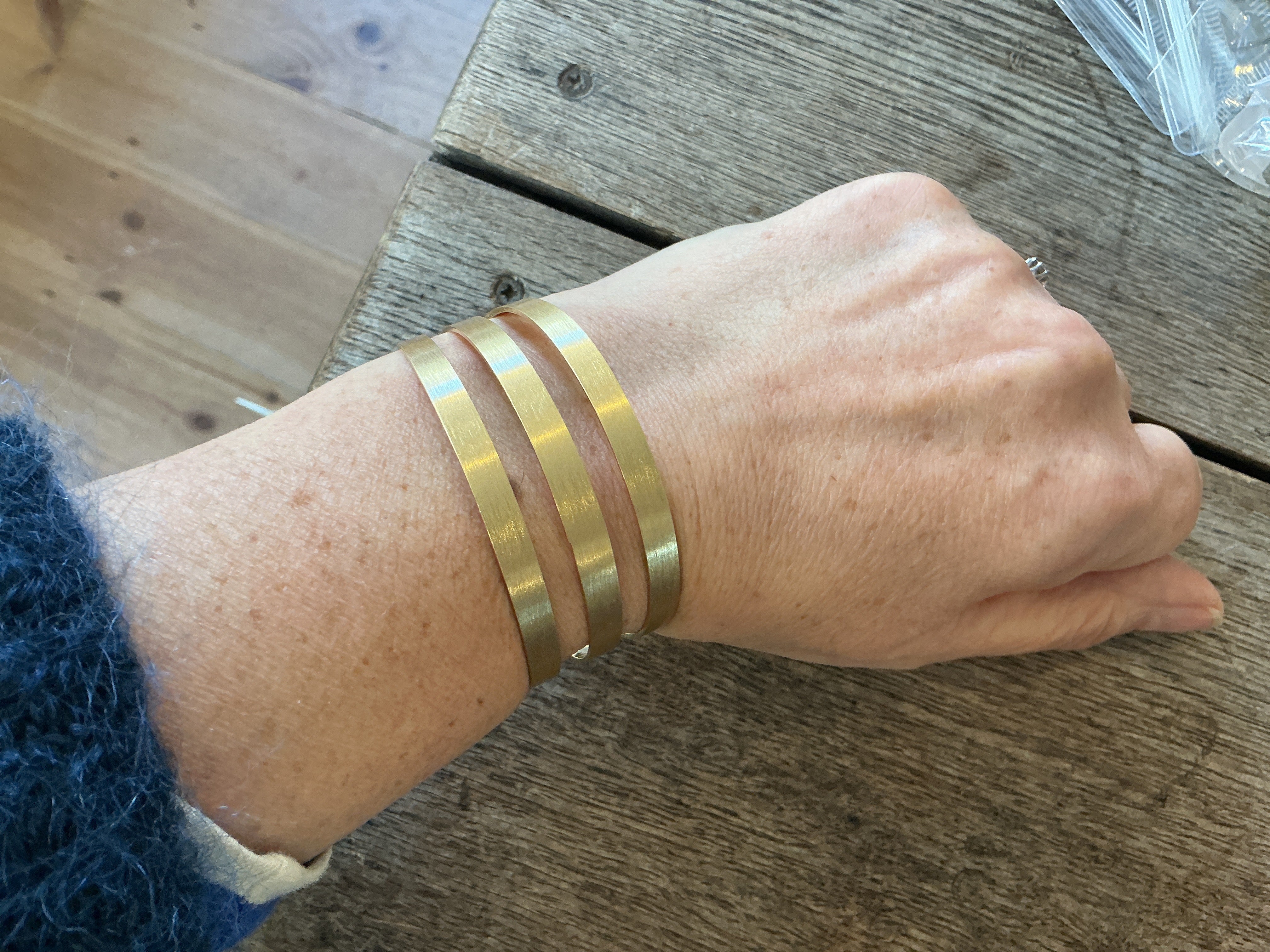 Theia 3 Row Statement Cuff Bracelet in Gold Plate