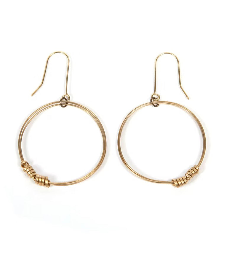 Brass Ribbon single hoop Earrings