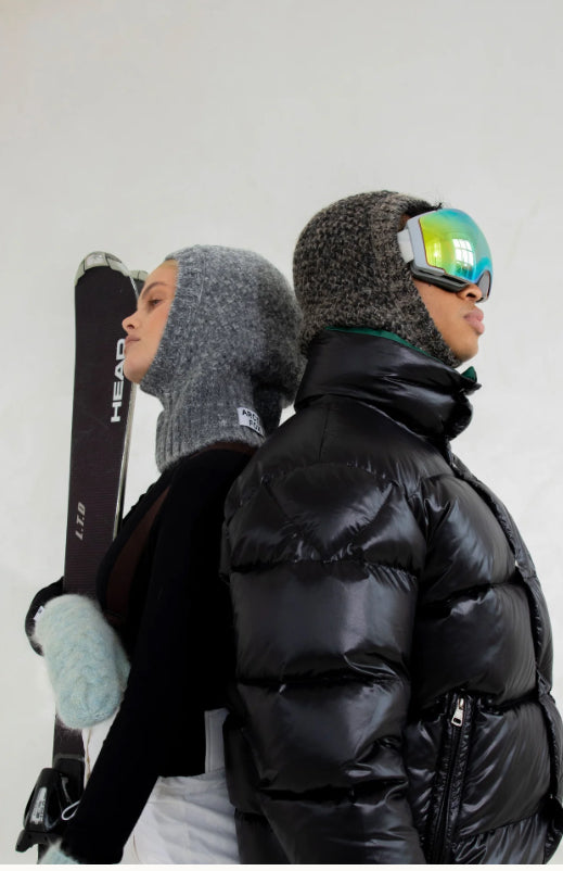 The Alpaca Balaclava Fitted Hood in Frosted Walnut Brown