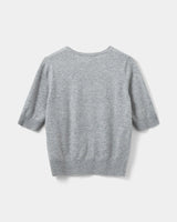 Short Sleeve 100% Merino Knit top in Grey Melange