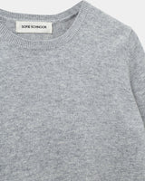 Short Sleeve 100% Merino Knit top in Grey Melange