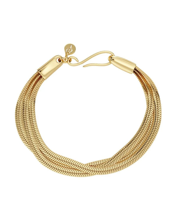 Herringbone Triple Bracelet in Stainless Steel with 14carat gold plating