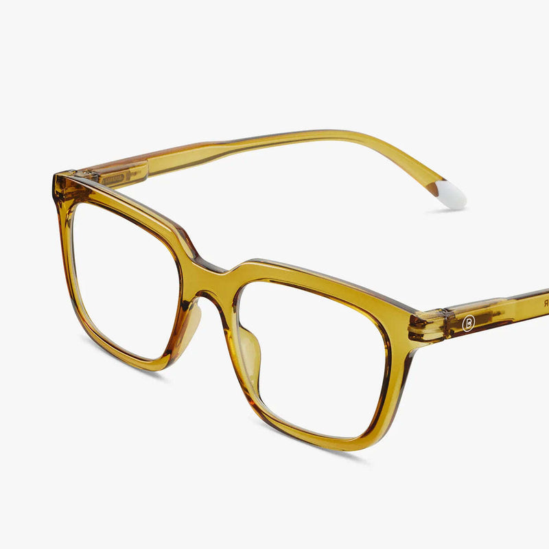 Holly Glossy Blue Light Reading Glasses in Ecru Olive