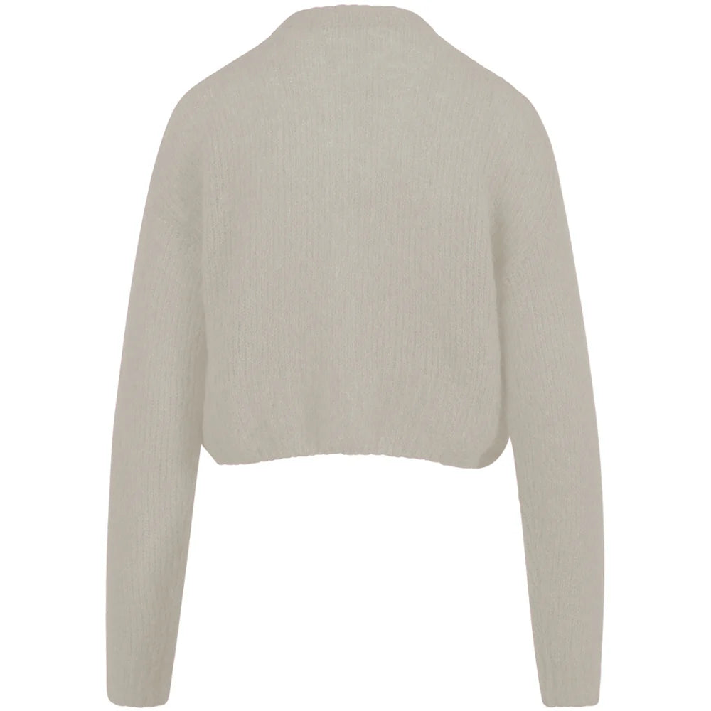 Pre Loved Cropped Knit Cardigan in Cream