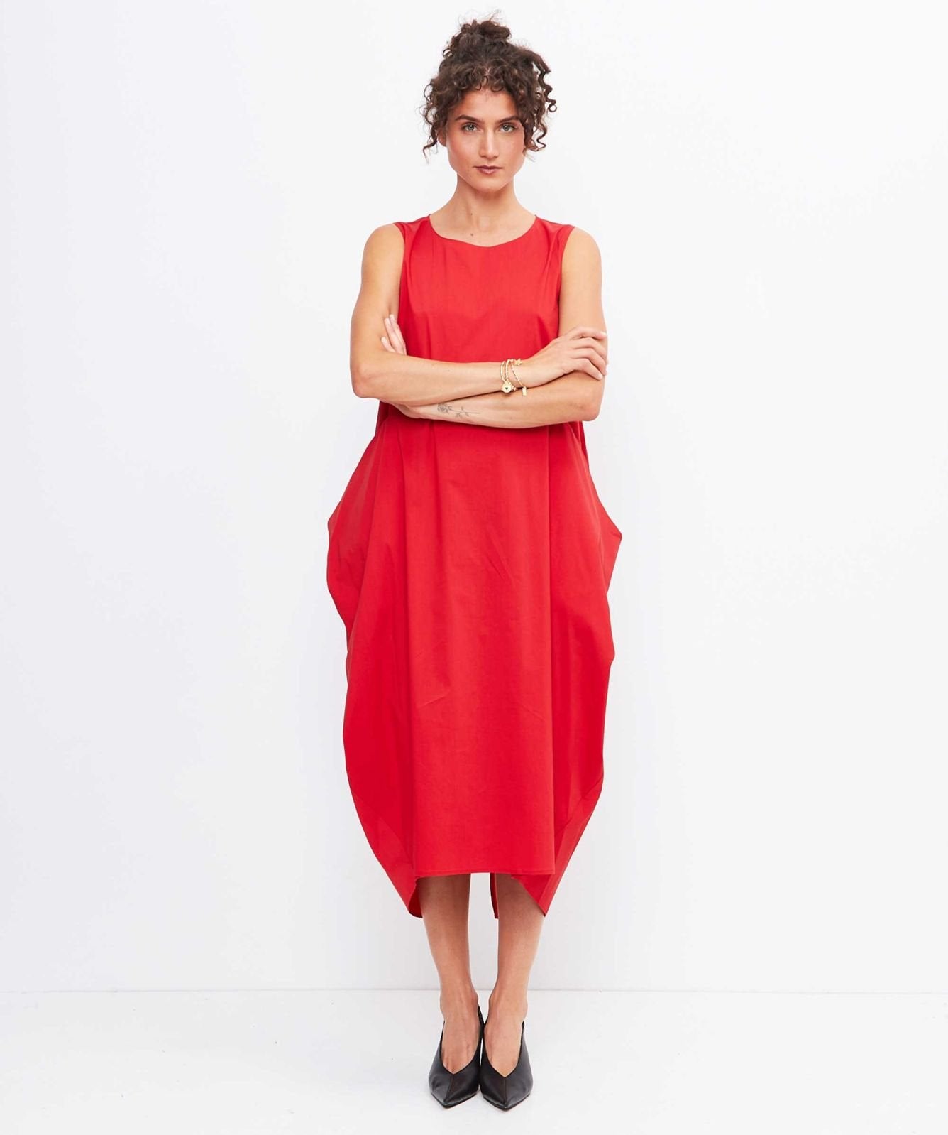 Bow-Back Sleeveless Dress in Goji Berry