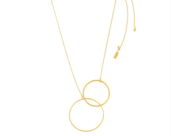 Dansk adjustable 2 Mega circle necklace gold plating