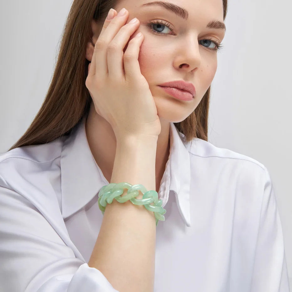 Vanessa Baroni Flat Chain Bracelet Jade