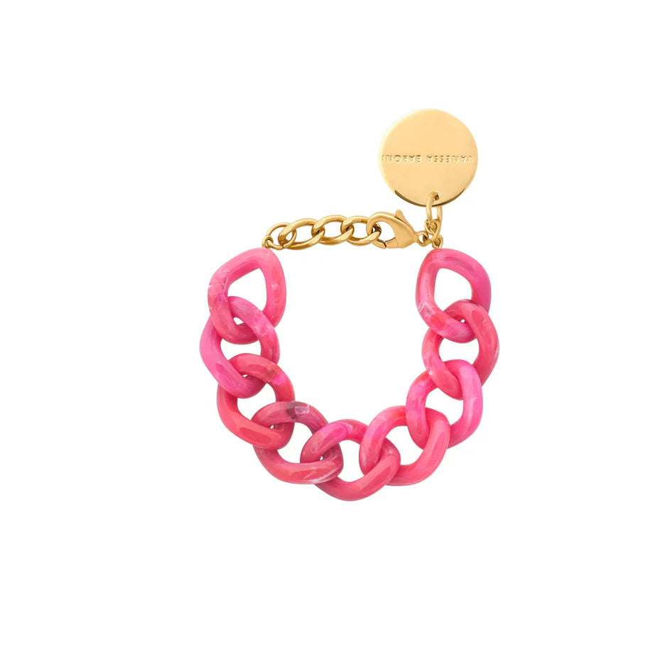 Vanessa Baroni Flat Chain Bracelet Raspberry Marble