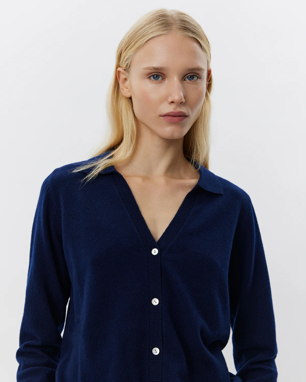 Collar Cardigan - Navy