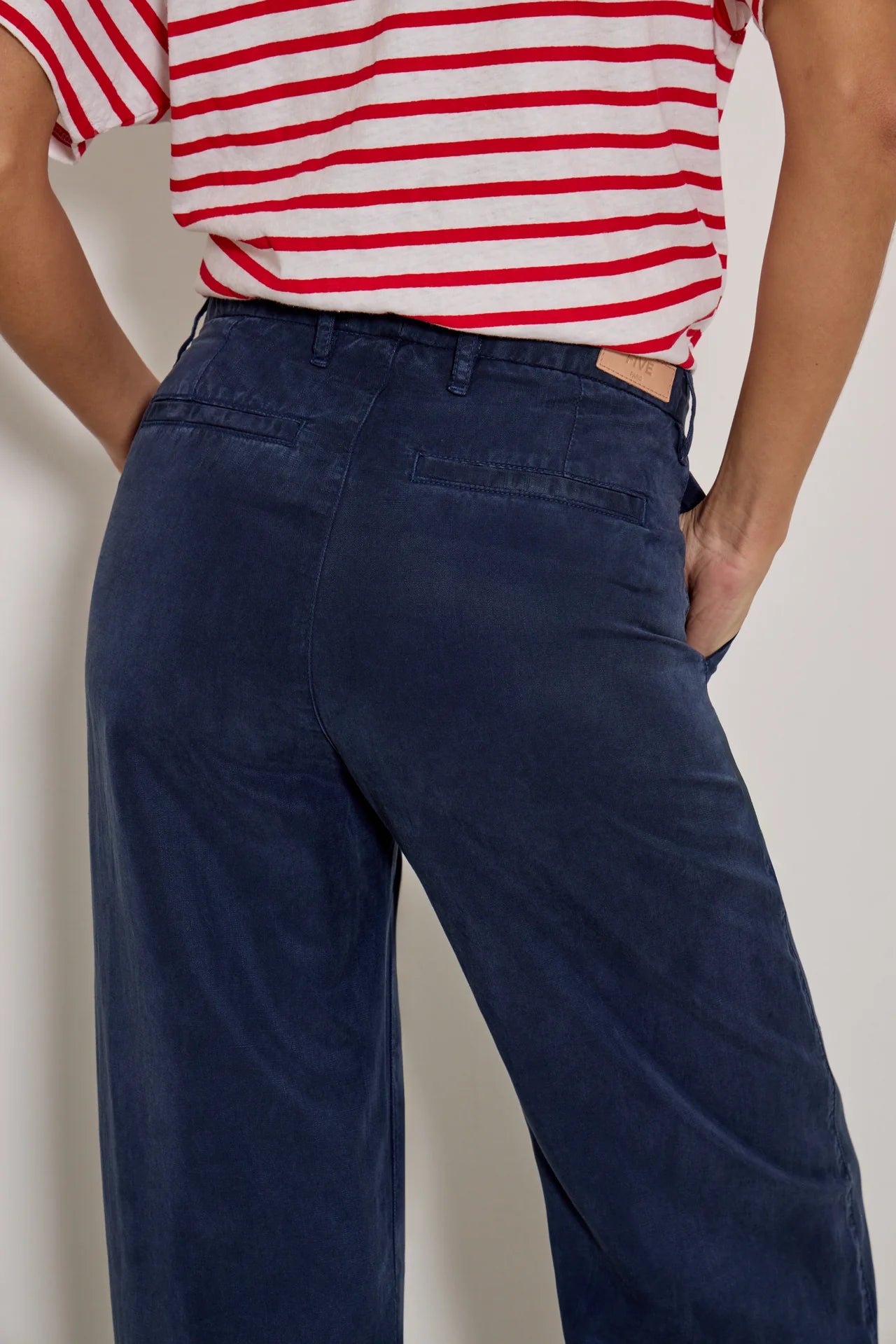 Leika 100% Cotton Wide Leg Trousers in Navy