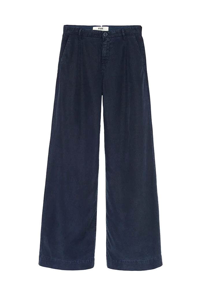 Leika 100% Cotton Wide Leg Trousers in Navy