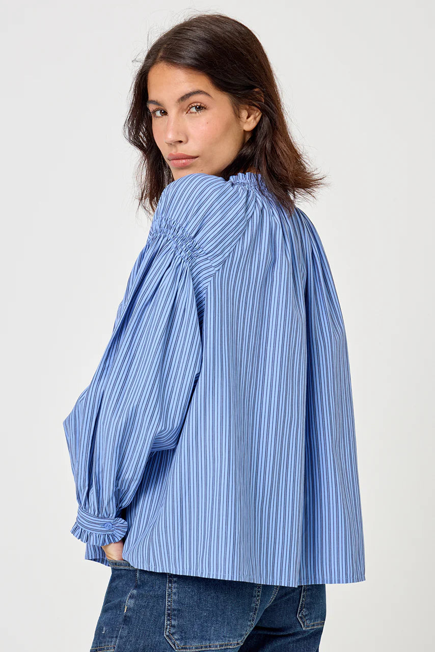 Cesar 100% Cotton Shirt in Iceland Blue Stripe