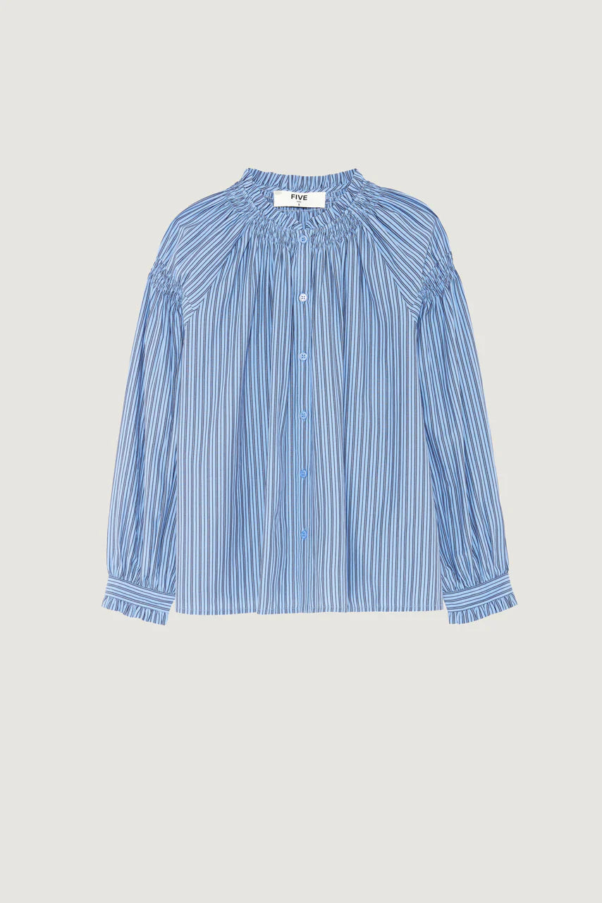 Cesar 100% Cotton Shirt in Iceland Blue Stripe