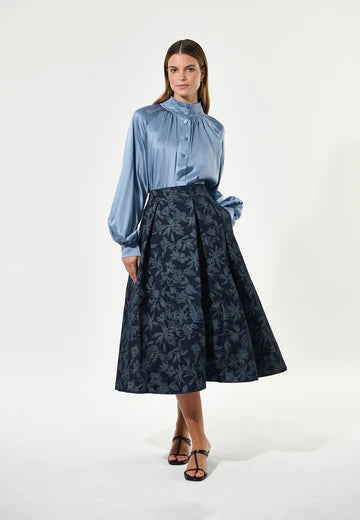 Abey Dea Skirt in Floral denim