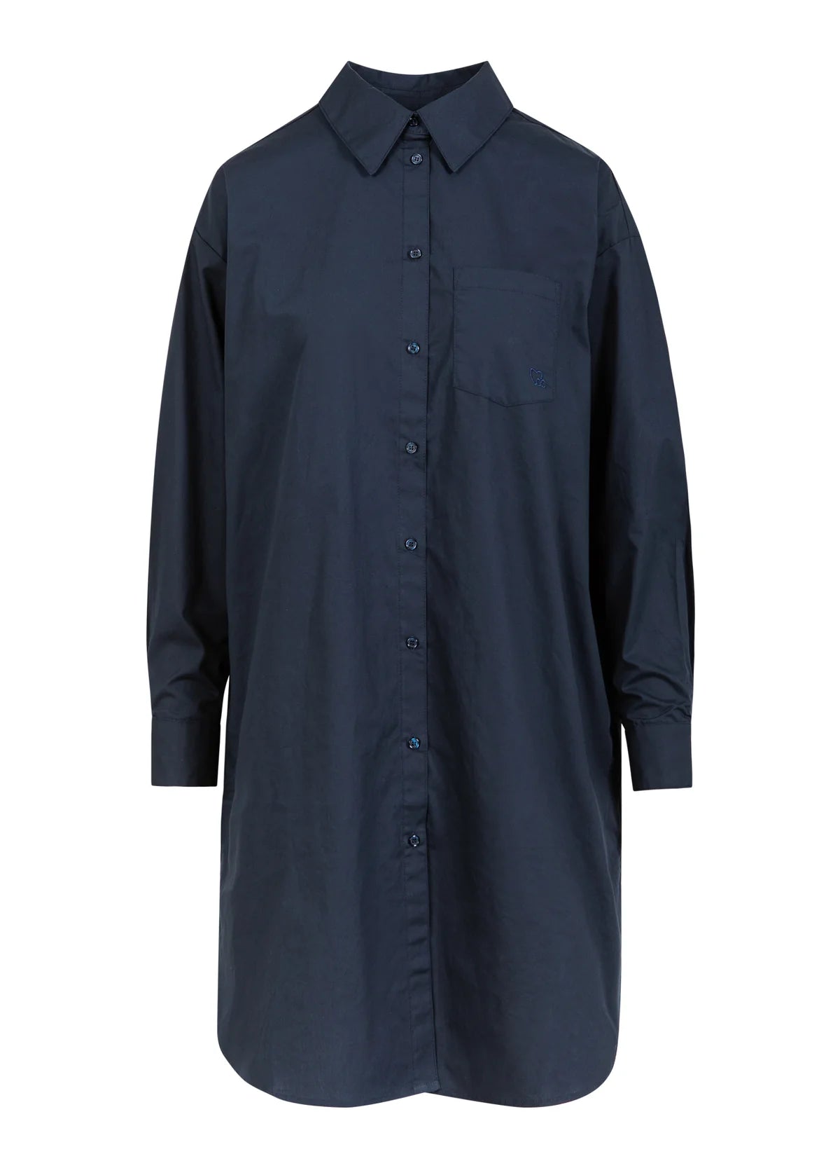 Coster Copenhagen Heart 100% Kiara Long Shirt Dress in Navy
