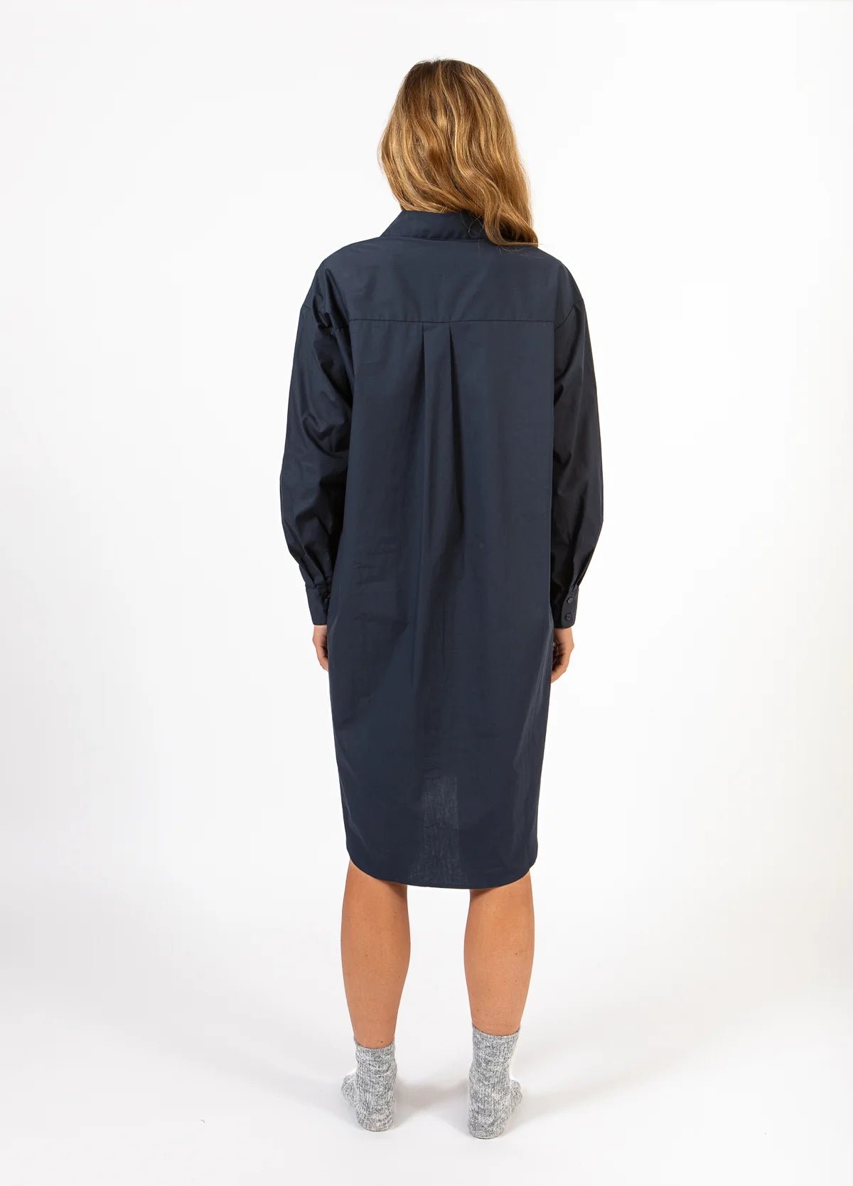 Coster Copenhagen Heart 100% Kiara Long Shirt Dress in Navy