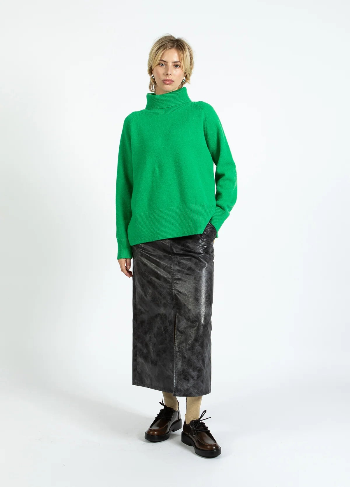 Sweater with high neck Lush Green