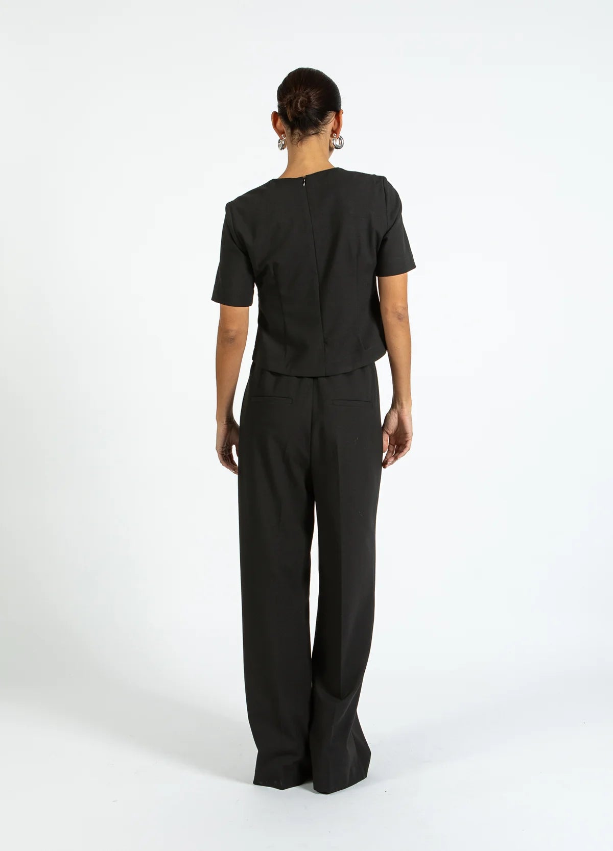 Wide Legged Suit Trousers in Black