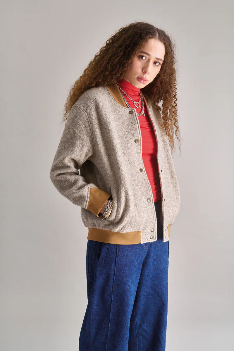 Maggie Recycled Wool Blend Jacket in Sand