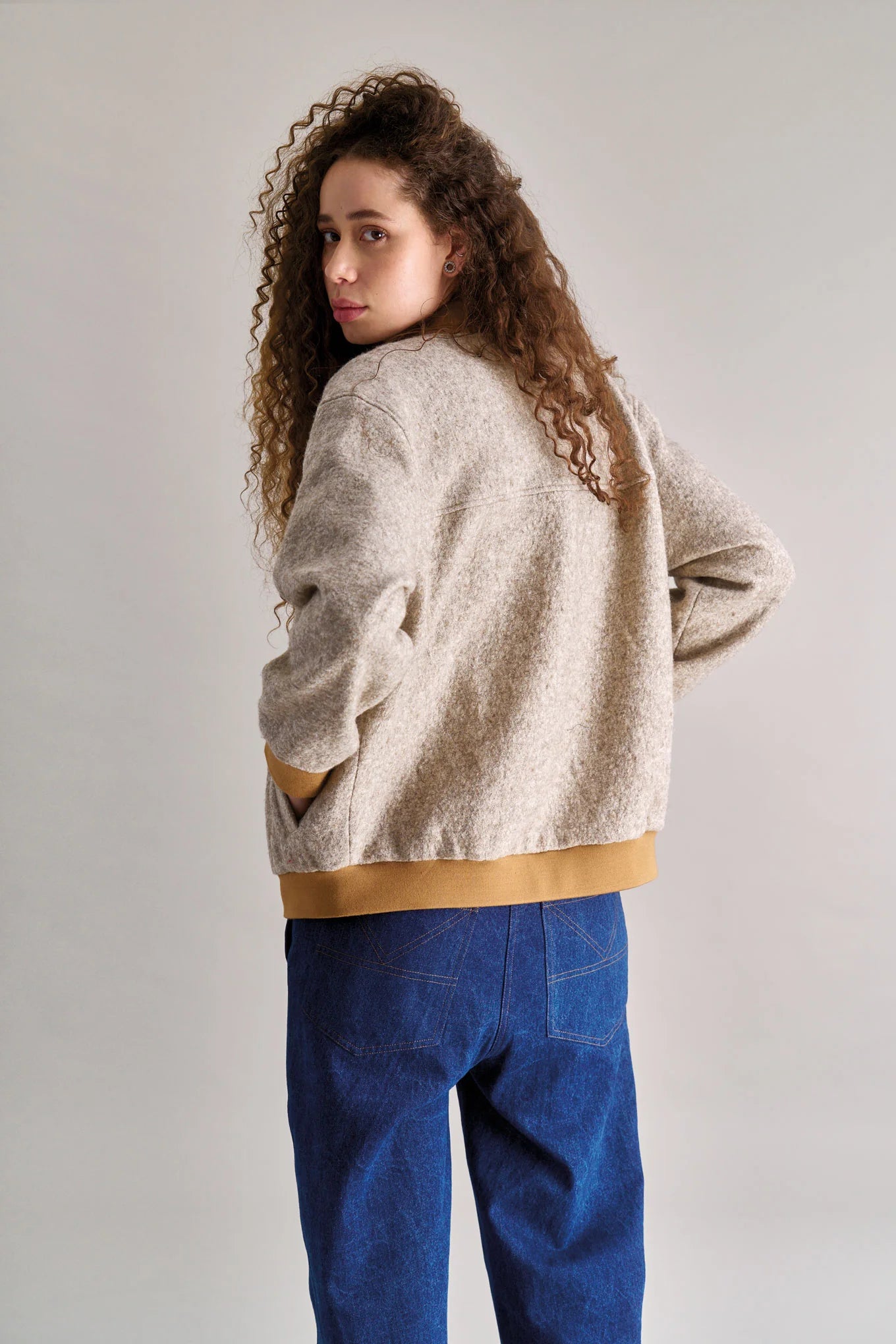 Maggie Recycled Wool Blend Jacket in Sand