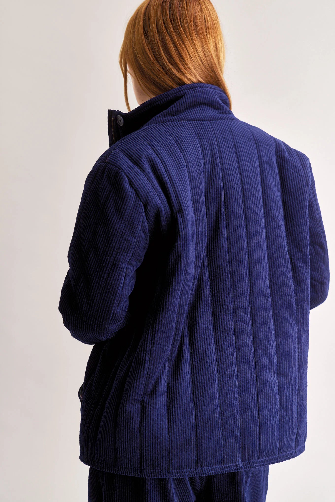 Georgia organic cotton cord coat in Navy